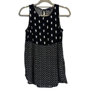 Madewell Womens Sunbask Tank Top Shirt Ikat Brush Pattern Black White Size S